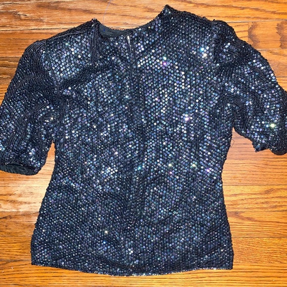 Vintage retro mod luminescent formal blouse top l - Picture 4 of 4